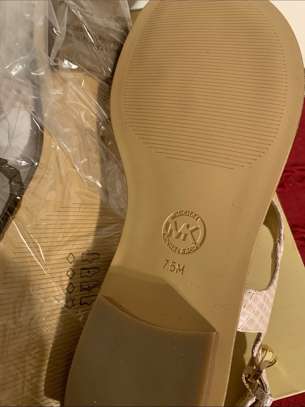 Michael Kors Blush T-Strap Sandals with Gold Plate - Picture 4 of 5